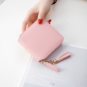 Portafoglio mini da viaggio per donna con zip Frangia decorativa su catena Scomparti per carte in PU e poliestere Dimensioni 11 x 10 x 2,5 cm 2