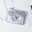 Portafoglio mini da viaggio per donna in PU pelle Tasche per carte Tasca con zip Cinturino con bottone a pressione Dimensioni compatte 12 x 9 x 1,5 3