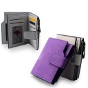 Portafoglio piccolo da donna in pelle sintetica 12 x 9,8 cm Tasca con zip Scomparti per carte Finestra per documenti Chiusura 17