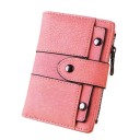 Portafoglio piccolo da donna verticale con cinturino a bottone a pressione Zip laterale Borchie metalliche decorative Aspetto vintage Pelle 2
