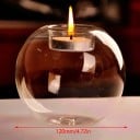 Portavelas de cristal para vela de té 120 mm Portavelas redondo transparente con burbujas Diseño hueco Decoración para bodas festividades ambiente 2