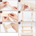 Porte-bijoux en bois à 4 niveaux en bois naturel organiseur de bureau pour boucles d'oreilles, montres, bagues et petits objets 3