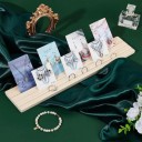 Porte-bijoux en bois avec 3 fentes pour cartes, support de table en bois naturel pour bijoux, photos et cartes 2