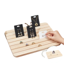 Porte-bijoux en bois et cartes avec 7 fentes en bois naturel support de table pour bijoux, photos et cartes 1