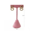 Porte-boucles d'oreilles en velours en forme de T 10 × 4 cm support en velours rose présentoir à bijoux support de table pour exposer des boucles 2