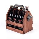Porte-bouteilles rétro en bois avec ouvre-bouteille 6