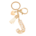 Porte-chaves com iniciais brancas e coração 4 cm Chaveiro de resina Adorno decorativo para bolsa Mochila Presente 9