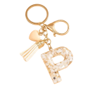 Porte-chaves com iniciais brancas e coração 4 cm Chaveiro de resina Adorno decorativo para bolsa Mochila Presente 15