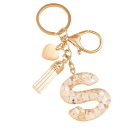 Porte-chaves com iniciais brancas e coração 4 cm Chaveiro de resina Adorno decorativo para bolsa Mochila Presente 18