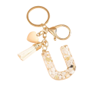 Porte-chaves com iniciais brancas e coração 4 cm Chaveiro de resina Adorno decorativo para bolsa Mochila Presente 19