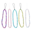 Porte-clé en perles colorées pour mobile avec cœurs Chaîne décorative pour étui de téléphone Cordon suspendu pour téléphone mobile Accessoire stylé 1