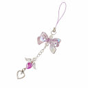 Porte-clé pour mobile 13 cm Nœud avec cœur Décoration en résine pour téléphone Cordon pour mobile Accessoire de mode mignon 5