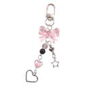 Porte-clés 12 x 2 x 2 cm Nœud avec cœurs Décoration en plastique et résine pour clés Sac à dos Sac Accessoire mignon 1