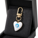 Porte-clés 2,5 x 3 cm Alliage de zinc Evil Eye cœur Amulette de protection pour clés sac à main sac à dos décoration 1