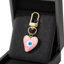 Porte-clés 2,5 x 3 cm Alliage de zinc Evil Eye cœur Amulette de protection pour clés sac à main sac à dos décoration 4