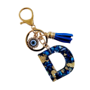 Porte-clés 4 cm Porte-clés en résine Initiales bleues et œil protecteur Décoration pour sac à main sac à dos Cadeau pour femmes 4