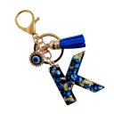 Porte-clés 4 cm Porte-clés en résine Initiales bleues et œil protecteur Décoration pour sac à main sac à dos Cadeau pour femmes 11