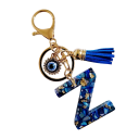 Porte-clés 4 cm Porte-clés en résine Initiales bleues et œil protecteur Décoration pour sac à main sac à dos Cadeau pour femmes 26