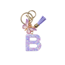 Porte-clés 4 cm Porte-clés en résine Initiales violettes et papillon Décoration pour sac à main sac à dos Cadeau pour femmes 3