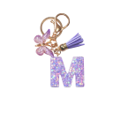 Porte-clés 4 cm Porte-clés en résine Initiales violettes et papillon Décoration pour sac à main sac à dos Cadeau pour femmes 14