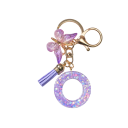 Porte-clés 4 cm Porte-clés en résine Initiales violettes et papillon Décoration pour sac à main sac à dos Cadeau pour femmes 16