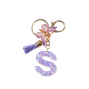 Porte-clés 4 cm Porte-clés en résine Initiales violettes et papillon Décoration pour sac à main sac à dos Cadeau pour femmes 20