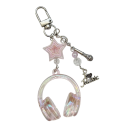 Porte-clés 5 cm Écouteurs transparents Mini microphone Étoile Décoration en plastique pour sac à dos Sac à main Accessoire musical 4