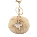 Porte-clés avec boule en peluche et ballerine 8 cm Alliage métallique Peluche Élégant accessoire pour clés sac à main sac à dos 5
