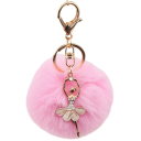 Porte-clés avec boule en peluche et ballerine 8 cm Alliage métallique Peluche Élégant accessoire pour clés sac à main sac à dos 7