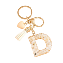 Porte-clés avec initiales blanches et cœur 4 cm Porte-clés en résine Décoration pour sac à main Sac à dos Cadeau 4