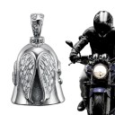 Porte-clés de moto ange gardien cloche porte-bonheur 45 x 27 mm avec ailes d'ange cadeau en argent pour motard et accessoire de moto 1