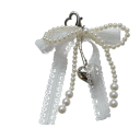 Porte-clés en forme de cœur 17 x 12 cm Imitation perles Alliage de métal Nœud en perles avec dentelle Pendentif élégant pour sac à main 2