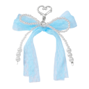 Porte-clés en perles Imitation de perles Noeud en dentelle Pendentif élégant pour clés sac à main sac à dos Accessoire de mode romantique 2