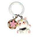Porte-clés en résine Taille universelle Jolis chatons avec fleur Pendentif pour clés sac à dos sac à main Décoration Cadeau pour femmes 2