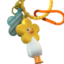 Porte-clés Jaune en Caoutchouc Canard avec Fleur Décoration en Caoutchouc Mignonne pour Clés Sac à Dos Sac à Main 2