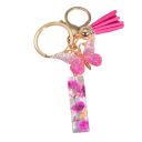 Porte-clés rose 5 cm Porte-clés en résine avec initiales et fleurs Décoration pour sac à main sac à dos cadeau pour femmes 6