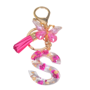 Porte-clés rose 5 cm Porte-clés en résine avec initiales et fleurs Décoration pour sac à main sac à dos cadeau pour femmes 16