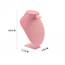 Porte-collier en velours 26 × 19 × 11 cm velours rose support de bijoux présentoir pour colliers 2