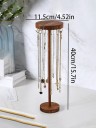 Porte-colliers en bois avec crochets 40 cm de hauteur 11,5 cm de diamètre organisateur de bureau pour bijoux socle rond en bois marron 2