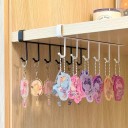 Porte-manteau suspendu en métal avec 6 crochets pour armoire ou sous étagère support en fer pour tasses ceintures et ustensiles de cuisine organisateur noir 2