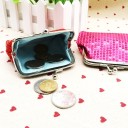 Porte-monnaie à pièces pour femmes avec paillettes et fermeture à cadre en métal Petit porte-monnaie scintillant en polyester avec doublure 16