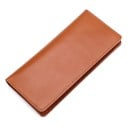 Porte-monnaie long pour femme en cuir véritable Forme pliable fine Design minimaliste sans ornements Surface légèrement grainée Bords surpiqués 5