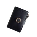 Porte-monnaie pliant pour femmes 9 x 12,5 x 2 cm Fermeture à boucle Poche zippée Cuir synthétique de qualité Conception pratique 13