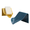 Porte-savon mural en plastique 11,5 × 8 × 9 cm, auto-drainant, avec évacuation d'eau, porte-savon de salle de bain, sans perçage, fixation 12