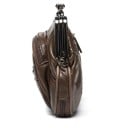 Portefeuille à cadre pour femmes en cuir véritable avec fermoir à billes Poche avant zippée avec clous métalliques Forme arrondie 19 x 11 5