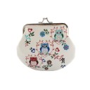 Portefeuille à pièces pour femmes avec imprimé hiboux J496 7