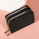 Portefeuille en cuir pour femmes avec double zip 11x8x4 cm plus de 18 compartiments 2 poches à pièces cuir synthétique premium design élégant et compact 1