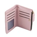 Portefeuille féminin en cuir PU et polyester avec des cerises brodées Poche zippée Fermeture à pression Surface grainée 12,5 x 9 x 2 cm 6