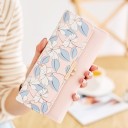 Portefeuille long pour femme avec rabat et imprimé floral Boucle décorative dorée Cuir synthétique avec polyester Dimensions 19 x 9,5 x 3 2