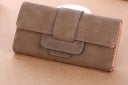 Portefeuille long pour femme en simili cuir avec rabat et fermeture à bouton Fenêtre pour carte Compartiments pour cartes et billets 19 x 2 2